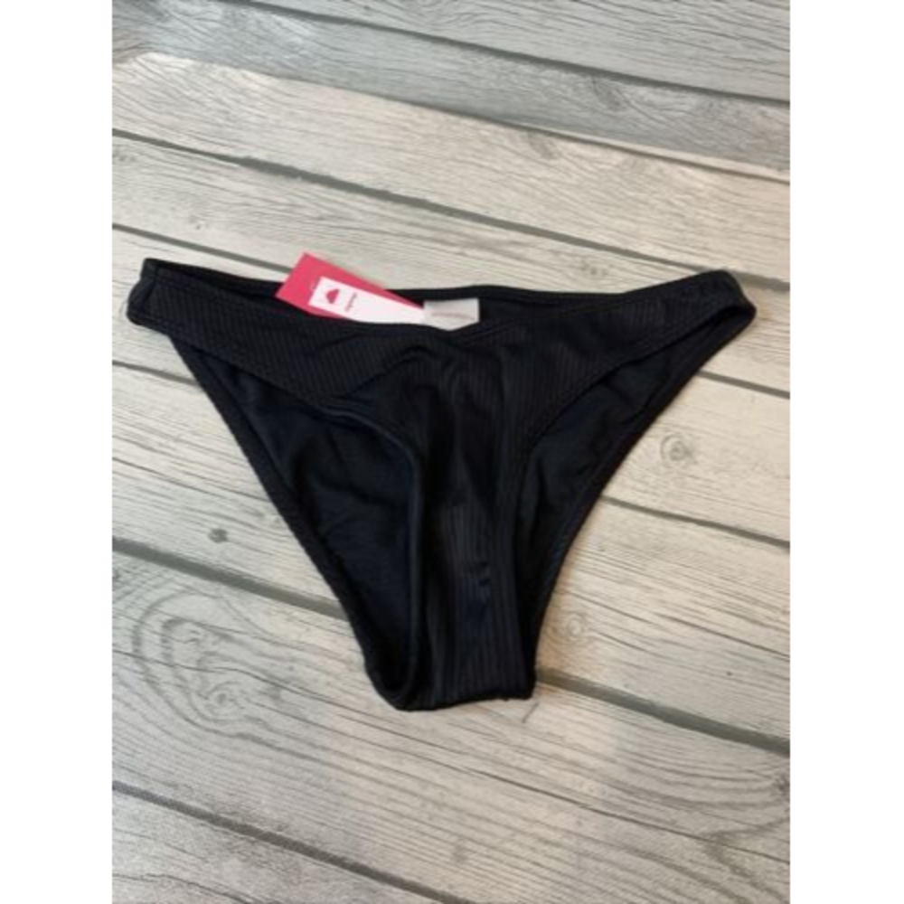 Xhilaration Bikini Bottom Black Size Small (0-2) Cheeky Ribbed V Front Swimsuit